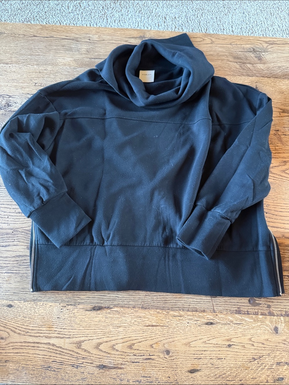 Varley Black Turtleneck Funnel Sweater